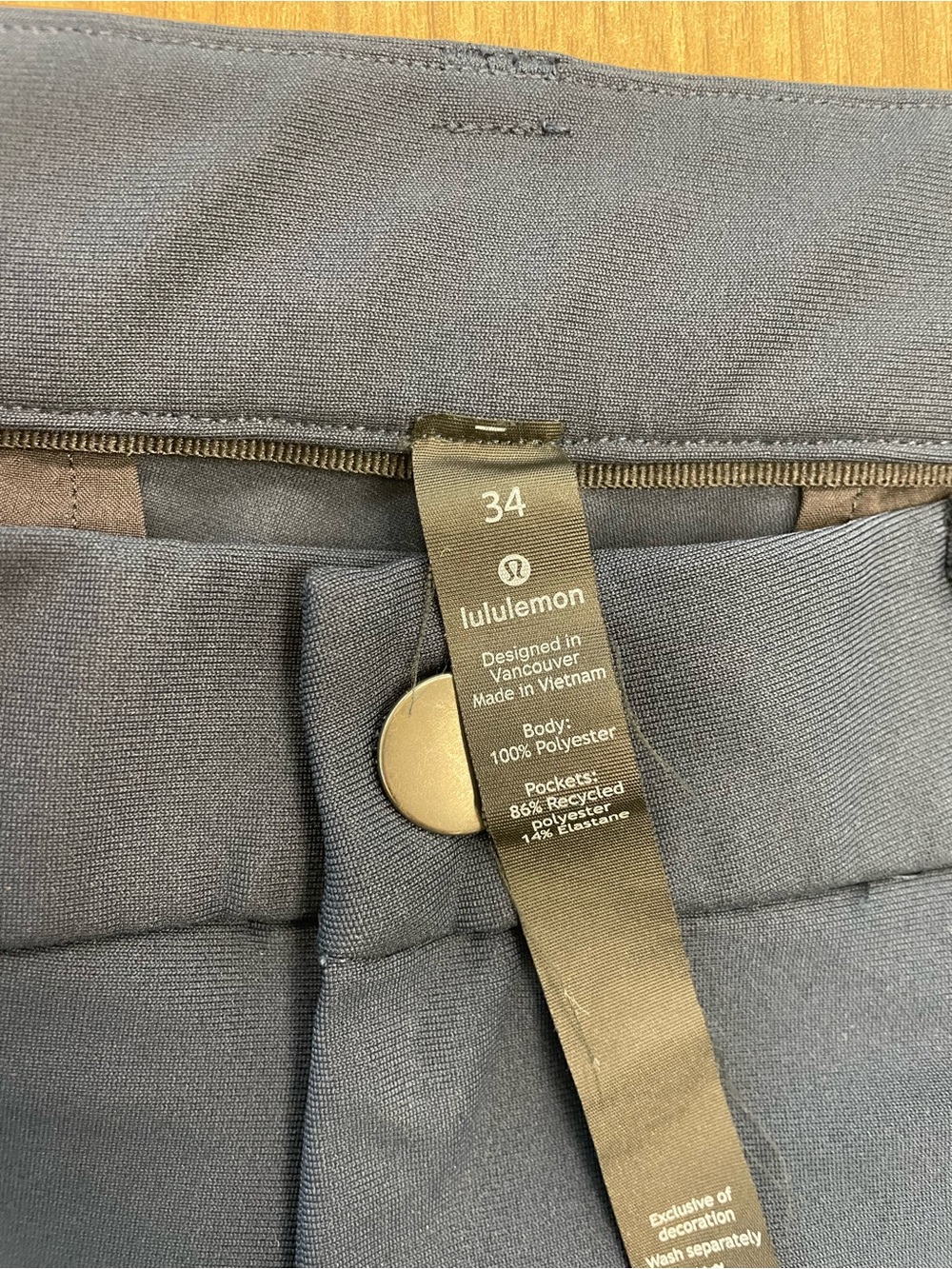 Lululemon Men's Dark Blue Commission Performance Pants 34x31